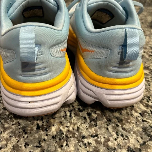 Hoka One Bondi 8 Blue and Yellow Running Shoes - Picture 6 of 11